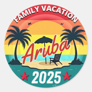 Aruba Familienurlaub 2025 Familienurlaub Runder Aufkleber