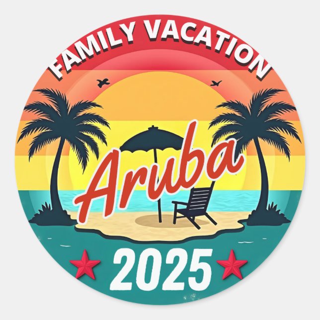 Aruba Familienurlaub 2025 Familienurlaub Runder Aufkleber (Vorderseite)