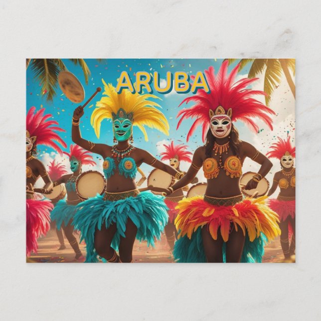 Aruba Festival der Farben Postkarte (Vorderseite)