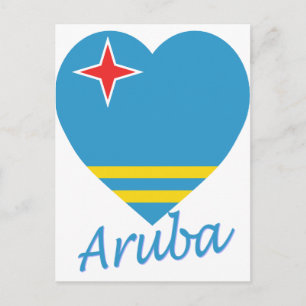 Aruba Flag Herz Postkarte