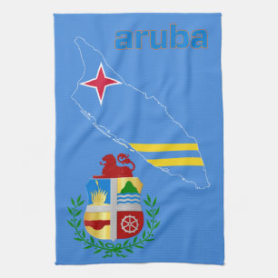 Aruba Flag Map & Emblem Geschirrtuch