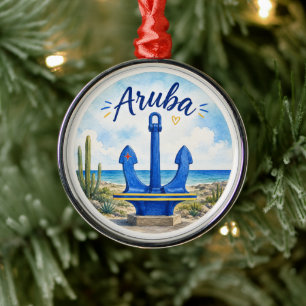 Aruba-Flagge Anker Karibikinsel Reise Souvenir Ornament Aus Metall
