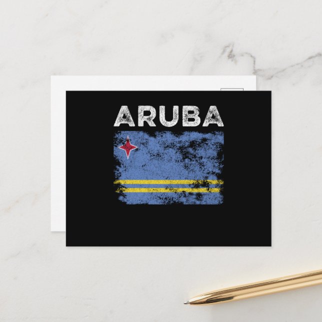 Aruba-Flagge beschädigt - Aruban-Flagge Postkarte (Vorderseite/Rückseite Beispiel)
