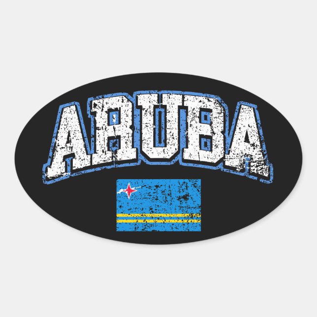 Aruba-Flagge Ovaler Aufkleber (Vorderseite)
