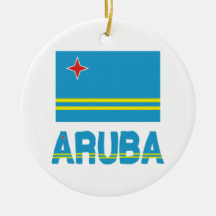 Aruba-Flagge und Wort Keramikornament