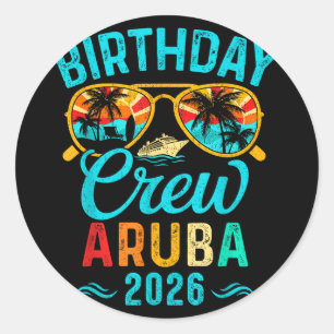 Aruba Geburtstags-Crew-Urlaub 2026 Familie passend Runder Aufkleber
