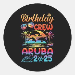 Aruba Geburtstagsreise Urlaub 2025 passende Gruppe Runder Aufkleber