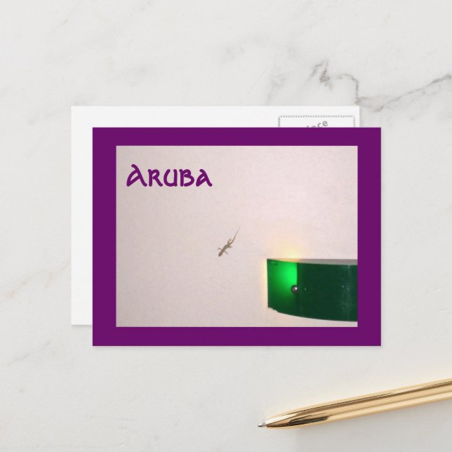 Aruba Gecko Postkarte (Vorderseite/Rückseite Beispiel)