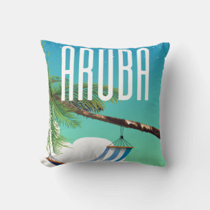 Aruba Hängemattenstrand Reiseplakat Kissen