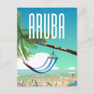 Aruba Hängemattenstrand Reiseplakat Postkarte