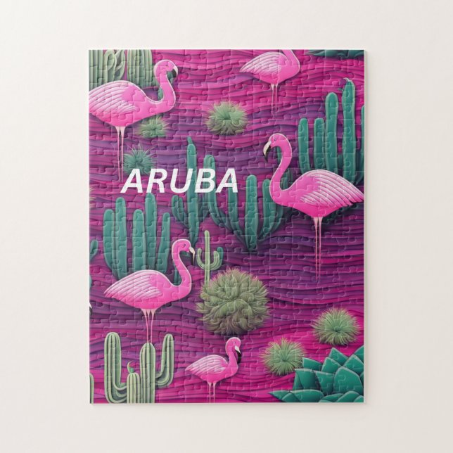 Aruba in Rosa Puzzle (Vertikal)