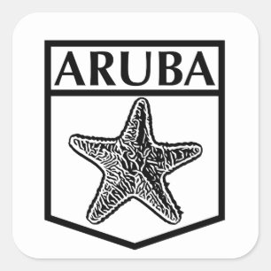 Aruba-Insel-Entwurf - quadratische Aufkleber, Quadratischer Aufkleber