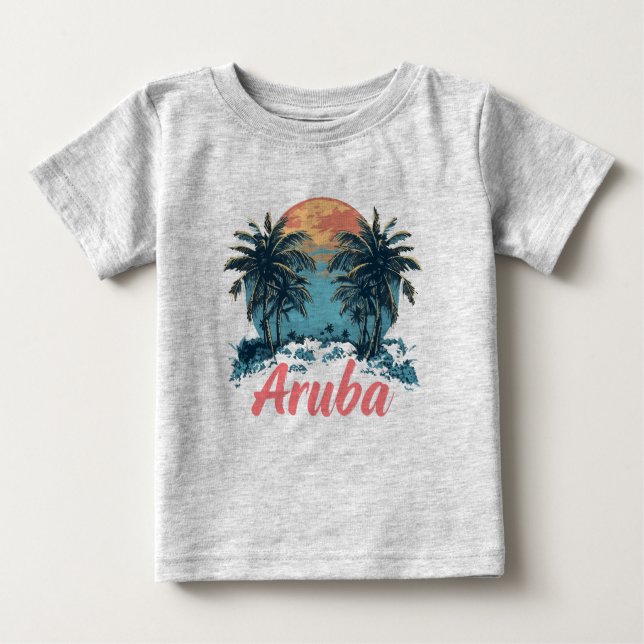 Aruba Island Design (Version 2) - Baby Fine Jersey T-shirt (Vorderseite)