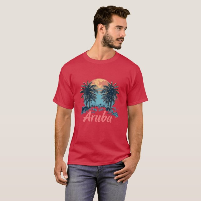 Aruba Island Design (Version 2) - Basic Dark T-Shi T-Shirt (Vorne ganz)