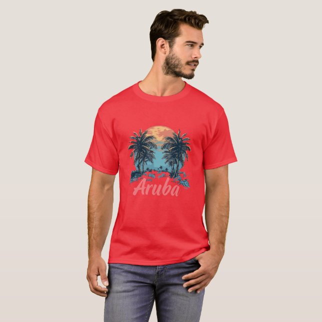 Aruba Island Design (Version 2) - Basic Dark T-Shi T-Shirt (Vorne ganz)