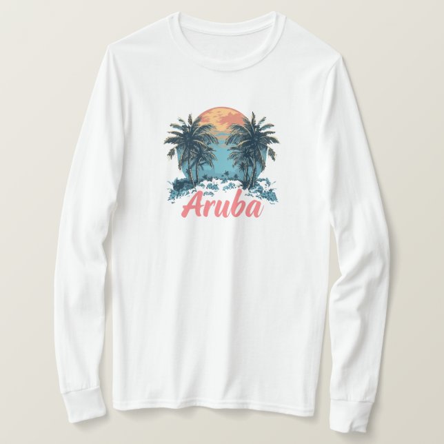 Aruba Island Design (Version 2) - Basic Long Sleev T-Shirt (Design vorne)