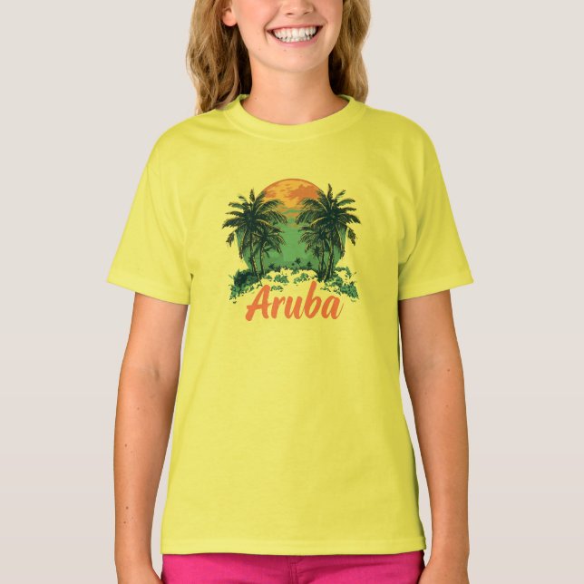 Aruba Island Design (Version 2) - Girls' Basic T-S T-Shirt (Vorderseite)