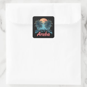 Aruba Island Design (Version 2) - Square Stickers