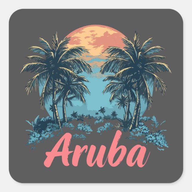 Aruba Island Design (Version 2) - Square Stickers (Vorderseite)