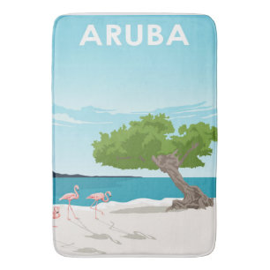 Aruba Island Travel Flamingo   Familie Flamingo Badematte