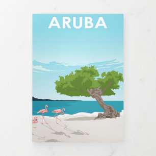 Aruba Island Travel Poster Dreifach Gefaltete Ankündigung