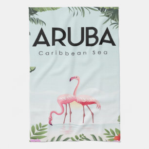 Aruba Karibischer Flamingo  Flamingo Geschirrtuch