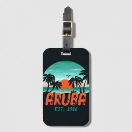 Aruba Karibisches Meer Vintag Retro Sunset Souveni Gepäckanhänger