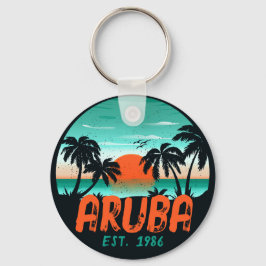 Aruba Karibisches Meer Vintag Retro Sunset Souveni Schlüsselanhänger