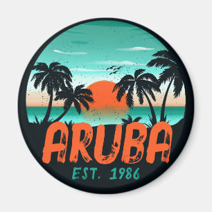 Aruba Karibisches Meer Vintage Retro Sonnenunterga Magnet