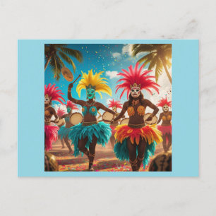 Aruba Karneval Farben fliegen Feiertagspostkarte