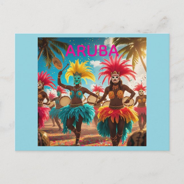 Aruba-Karnevalsfarben auf Postkarte (Vorderseite)
