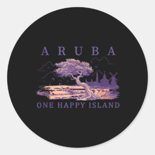 Aruba Kitesurfen Divi Tree Windmühle Retro Reise Runder Aufkleber