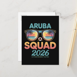 Aruba-Mannschaft 2026 Retro Ankündigungspostkarte