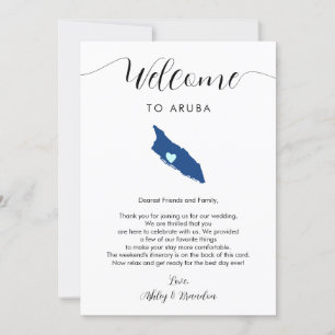 Aruba Map Wedding Welcome Letter Tour Karte