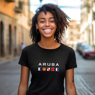 Aruba Marine Nautical Signal Flags Dunkle Farbe T-Shirt