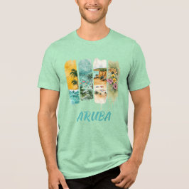 Aruba mit pastellfarbenen Blume im Pinselstrich Tri-Blend Shirt