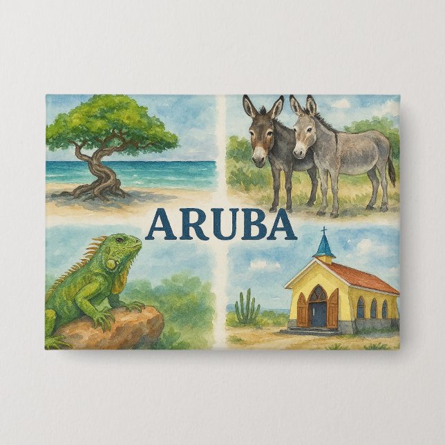 Aruba Multiview-Aquarell Button (Vorderseite)