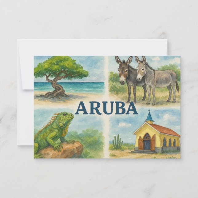 Aruba Multiview-Aquarell Dankeskarte (Vorderseite)