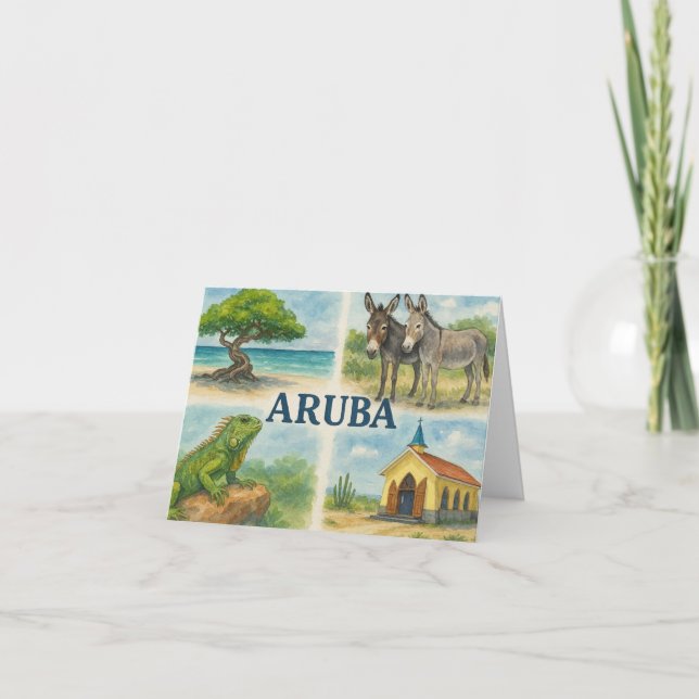 Aruba Multiview-Aquarell Dankeskarte (Vorderseite)