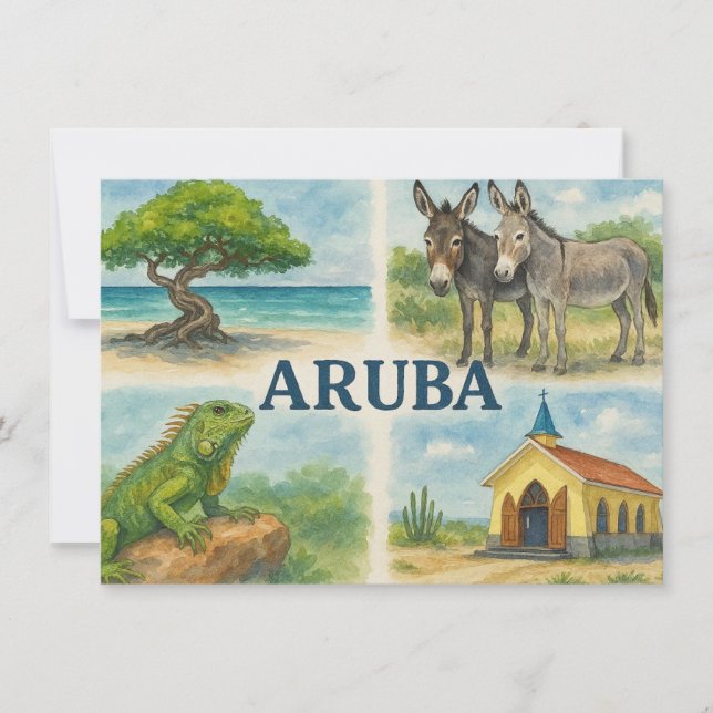 Aruba Multiview-Aquarell Einladung (Vorderseite)