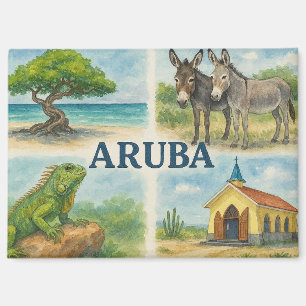 Aruba Multiview-Aquarell Magnet