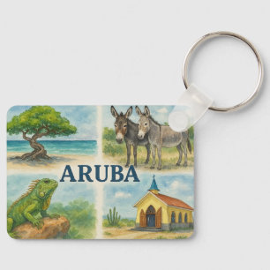 Aruba Multiview-Aquarell Schlüsselanhänger