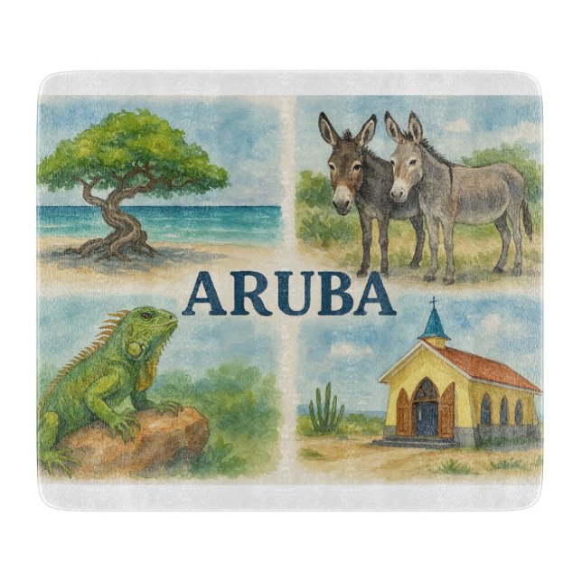 Aruba Multiview-Aquarell Schneidebrett (Vorderseite)