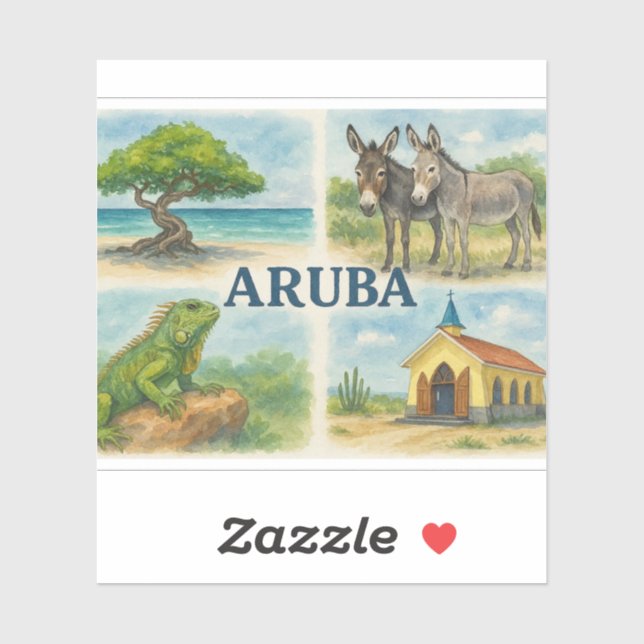 Aruba Multiview-Wasserfarbe Aufkleber (Blatt)