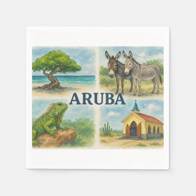 Aruba Multiview-Wasserfarbe Serviette (Vorderseite)