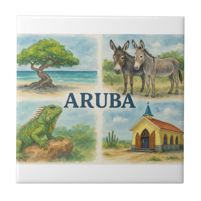 Aruba multiview watercolor fliese (Vorderseite)