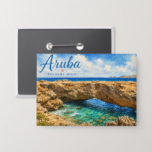 Aruba Naturbrücke Felsformation Karibik Button