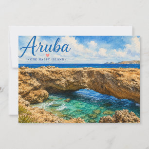 Aruba Naturbrücke Felsformation Karibik  Dankeskarte