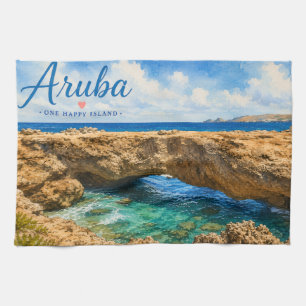 Aruba Naturbrücke Felsformation Karibik  Geschirrtuch