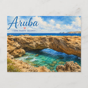 Aruba Naturbrücke Felsformation Karibik  Postkarte